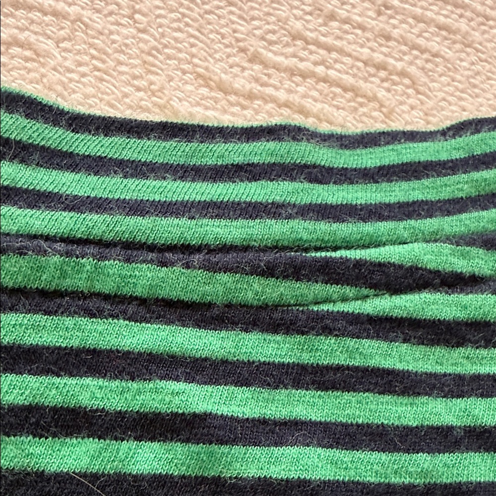 LOFT Blue & Green Striped V-Neck Short Sleeve Tee - Picture 4 of 5